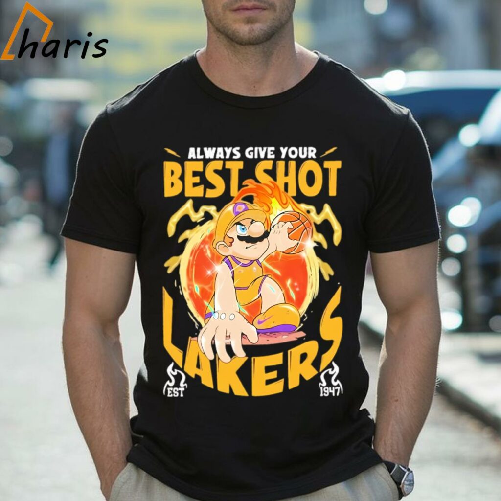 Always Give Your Best Shot Los Angeles Lakers Super Mario Shirt