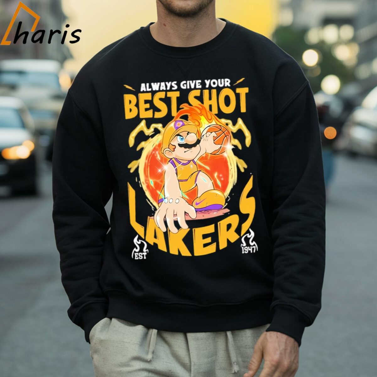 Always Give Your Best Shot Los Angeles Lakers Super Mario Shirt 4 Sweatshirt