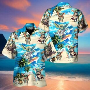 Baby Yoda Starwars Surfing Trending Hawaiian Shirt 1 2