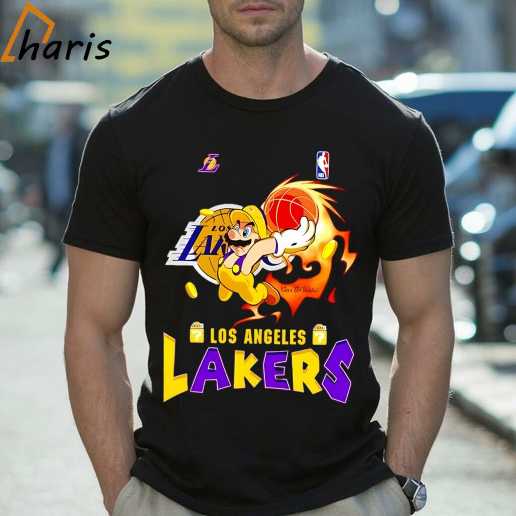 Dunking Los Angeles Lakers Super Mario Shirt