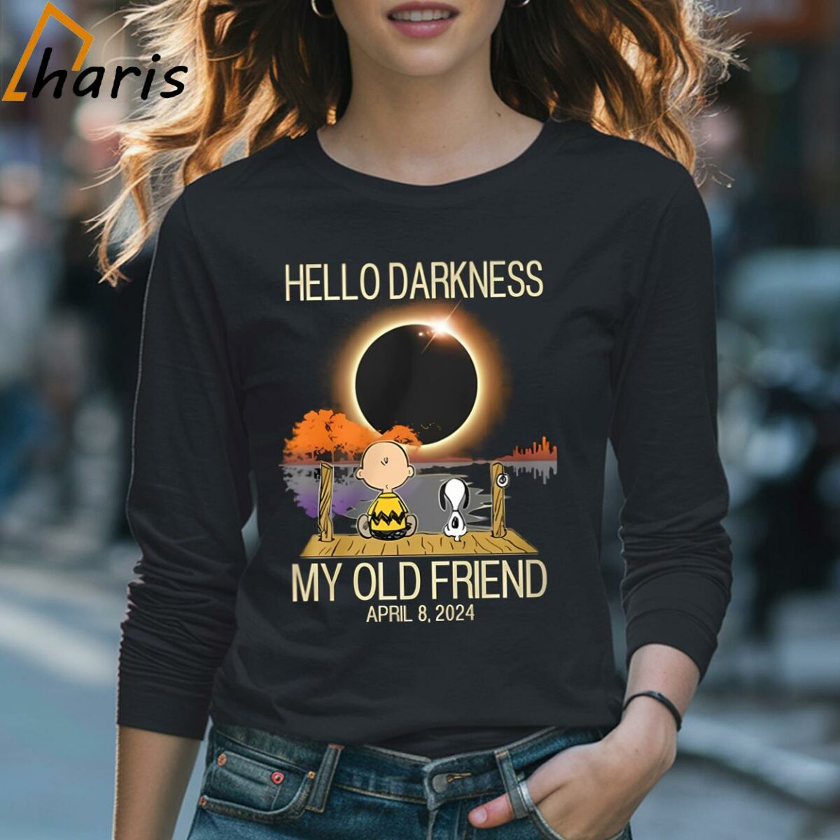 Hello Darkness My Old Friend Solar Eclipse 2024 Stream Snoopy Shirt 4 Long Sleeve T shirt