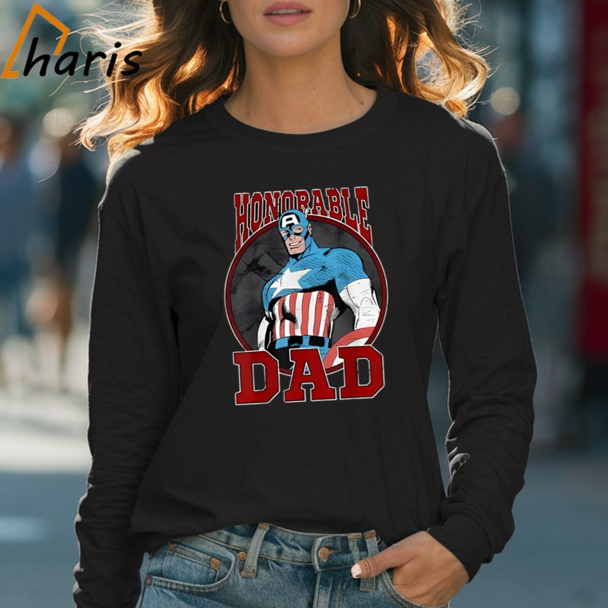 Honorable Dad Fathers Day Captain America Comics T shirt 4 Long sleeve shirt