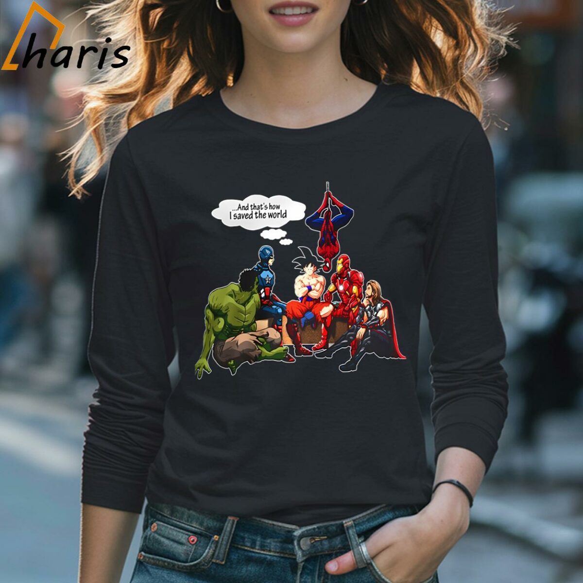 I Saved The World Rare Goku Avengers Shirt 4 Long Sleeve T shirt