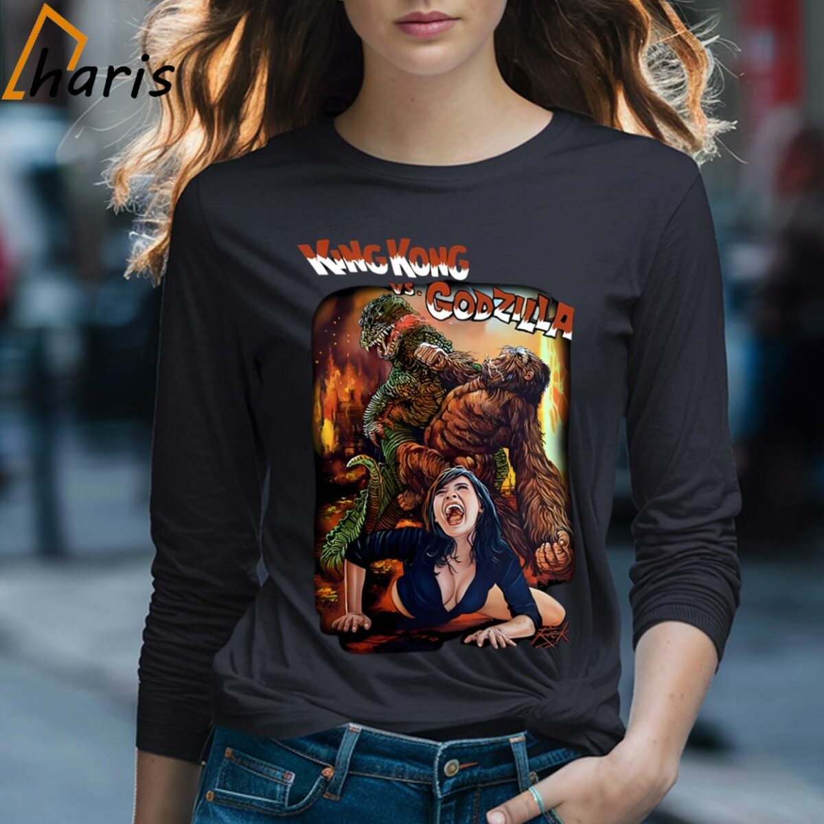 King Kong Vs Godzilla Vintage Godzilla Movie T shirt 4 Long Sleeve T shirt