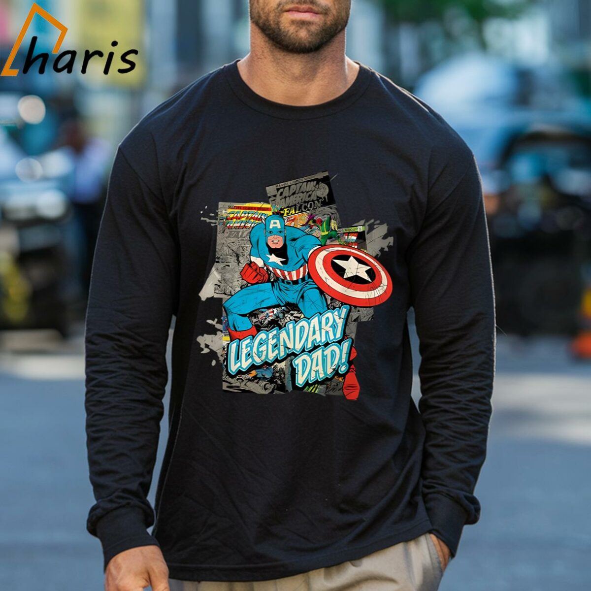 Legendary Dad Captain America Fathers Day T shirt 3 Long sleeve shirt