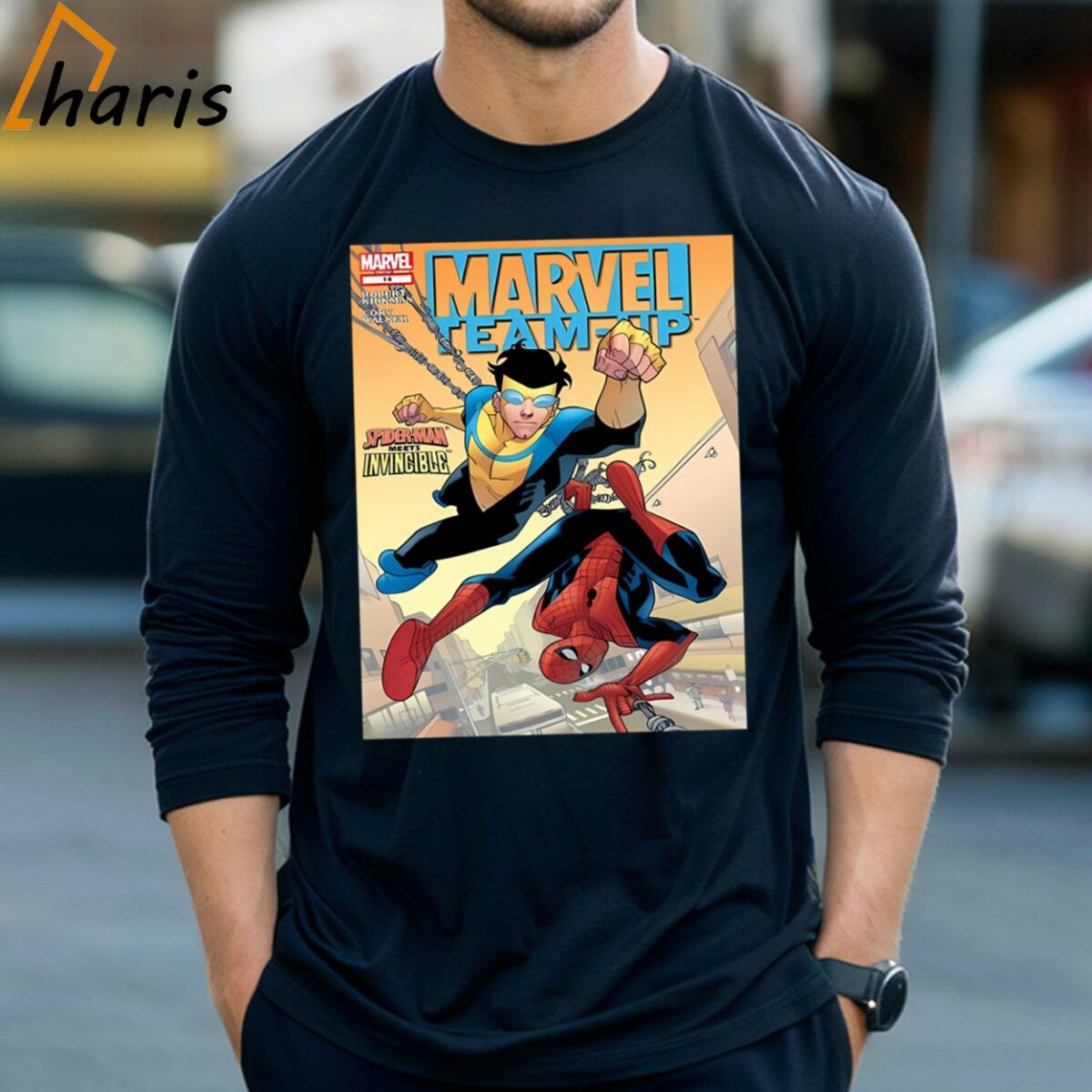 Marvel Team Up Spiderman Meets Invicible T shirt 3 Long Sleeve T shirt