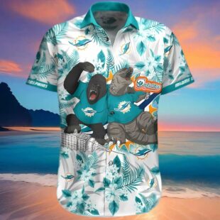 Miami Dolphins Kong x Godzilla Hawaiian Shirt 1 2