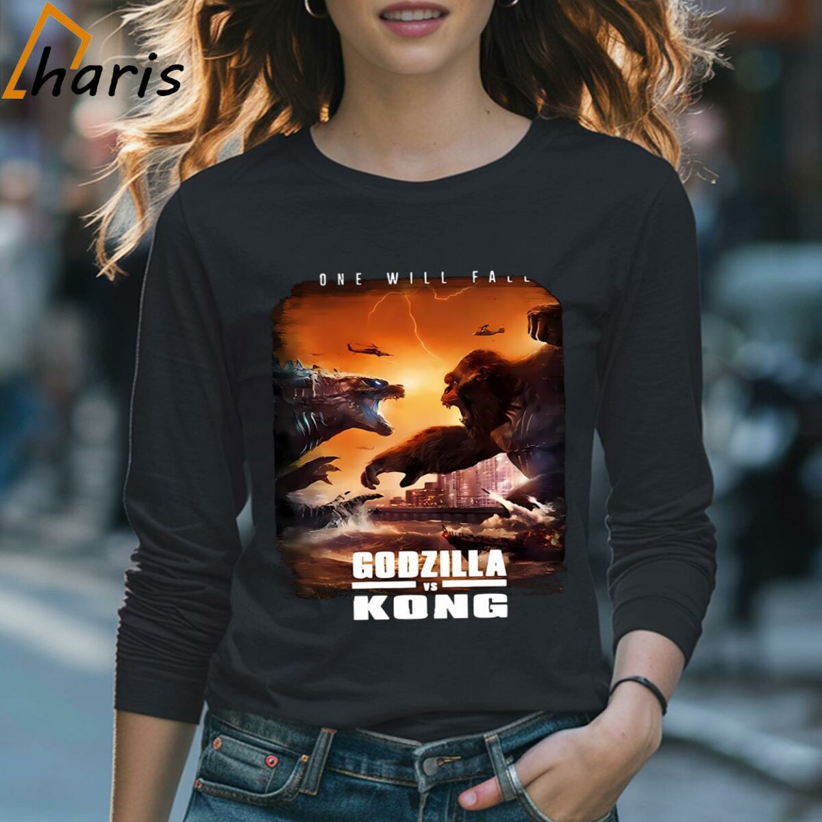 One Will Fall Godzilla Vs Kong T shirt 4 Long Sleeve T shirt