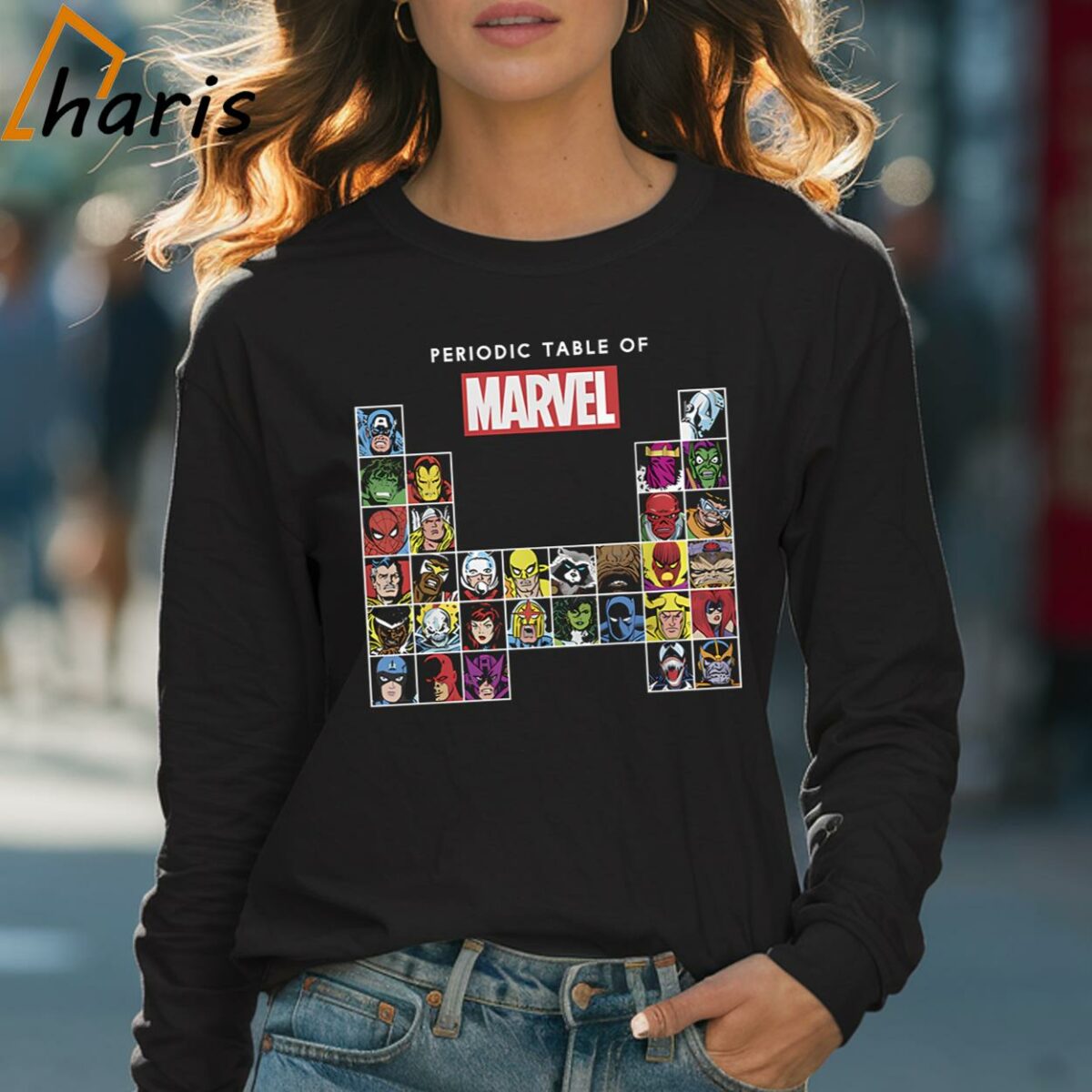 Periodic Table of Heroes Marvel T shirt 4 Long sleeve shirt