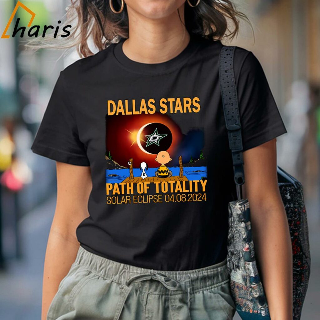 Snoopy And Charbown Dallas Stars NHL Path Of Totality Solar Eclipse Shirt 2 T shirt