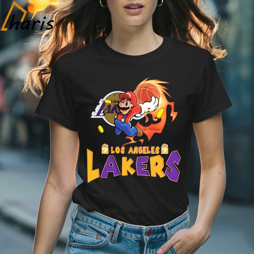 Super Mario Los Angeles Lakers Basketball Shirt 2 T shirt