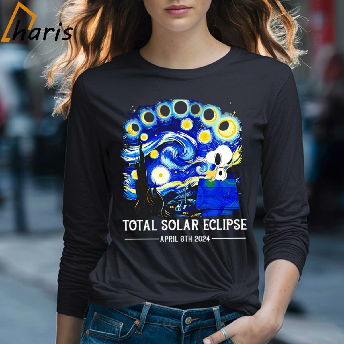 Total Solar Eclipse 2024 Snoopy And Woodstock Shirt 4 Long Sleeve T shirt