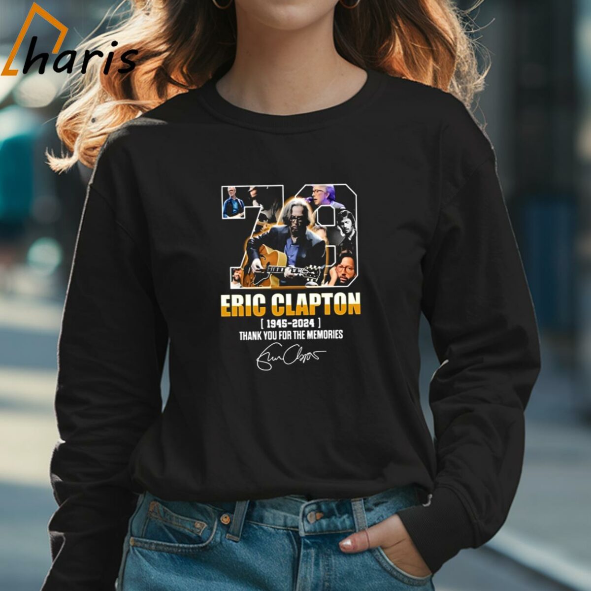 79 Eric Clapton 1945 2024 Thank You For The Memories Signature T shirt 3 Long sleeve shirt