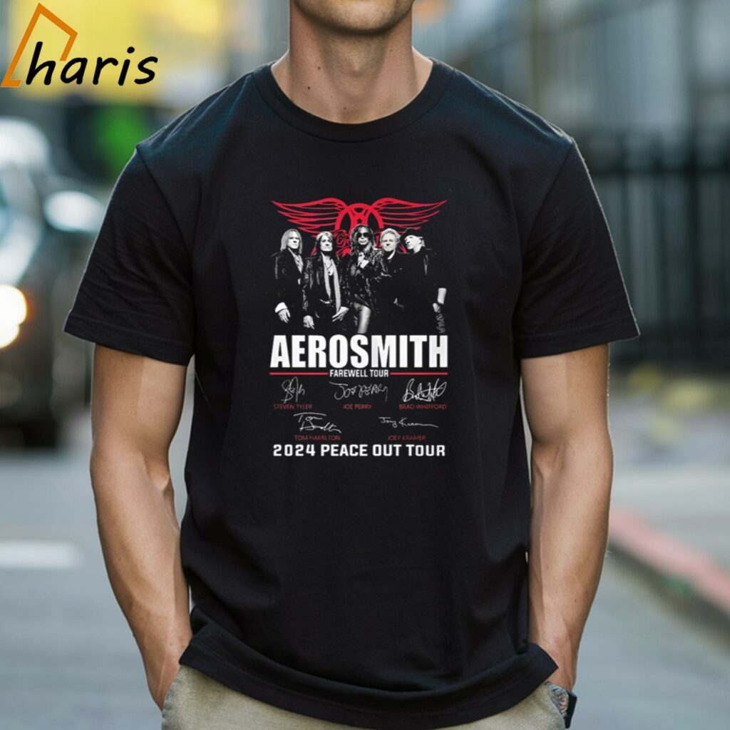 Aerosmith Farewell Tour 2024 Peace Out Tour Signatures T-shirt