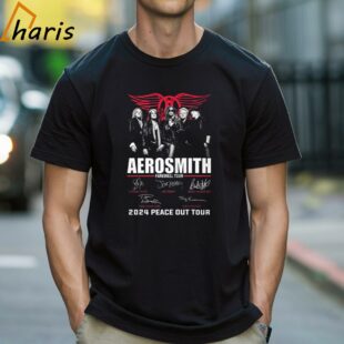 Aerosmith Farewell Tour 2024 Peace Out Tour Signatures T shirt 1 Shirt