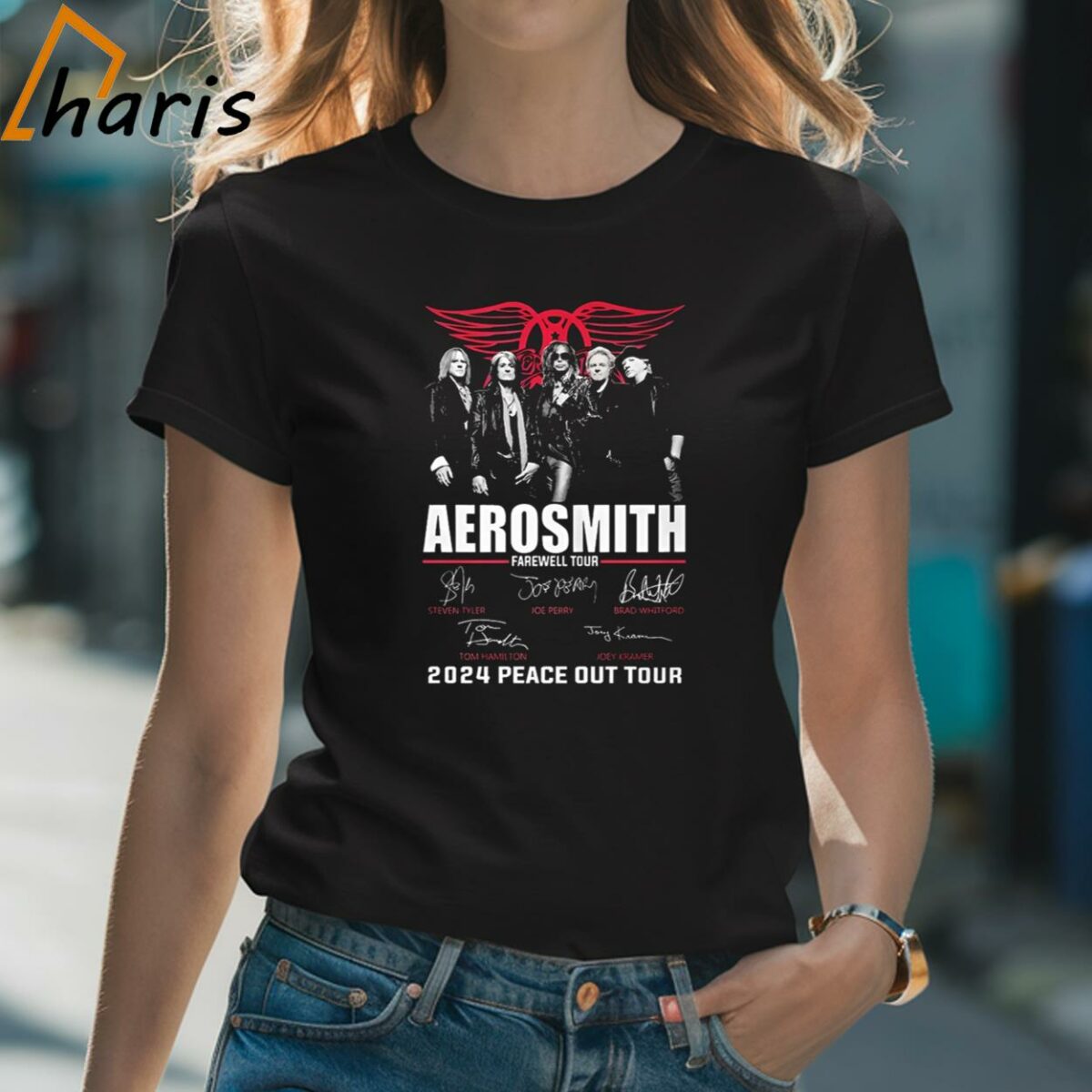 Aerosmith Farewell Tour 2024 Peace Out Tour Signatures T shirt 2 Shirt