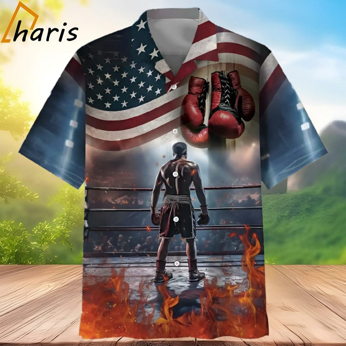 American Flag Boxer Hawaiian Shirt 2 3