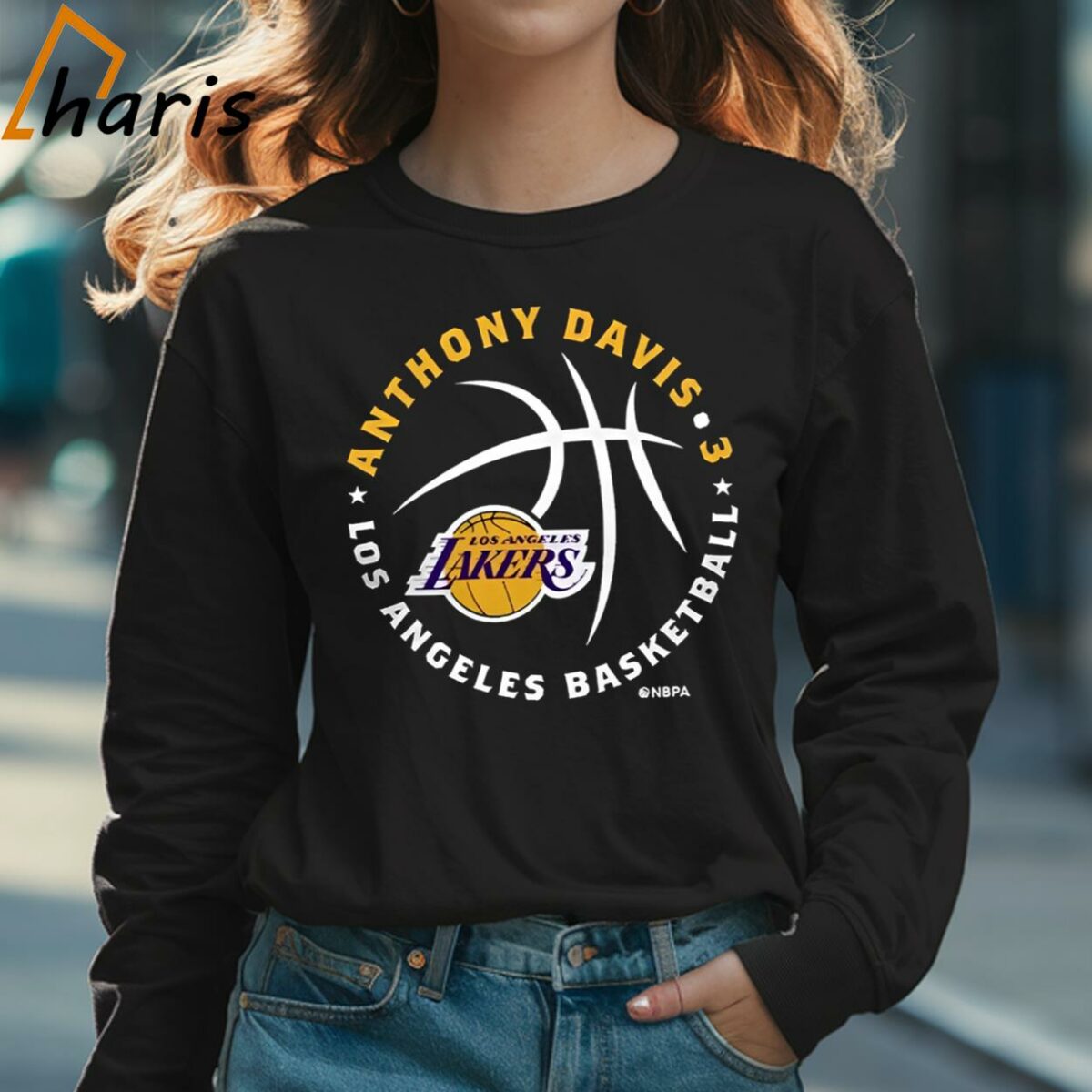Anthony Davis Los Angeles Lakers Player Ball T shirt 3 Long sleeve shirt