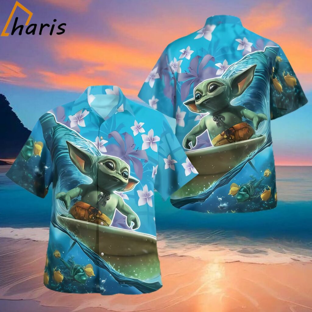 Baby Yoda Surfing Hawaiian Shirt Gift For Fan