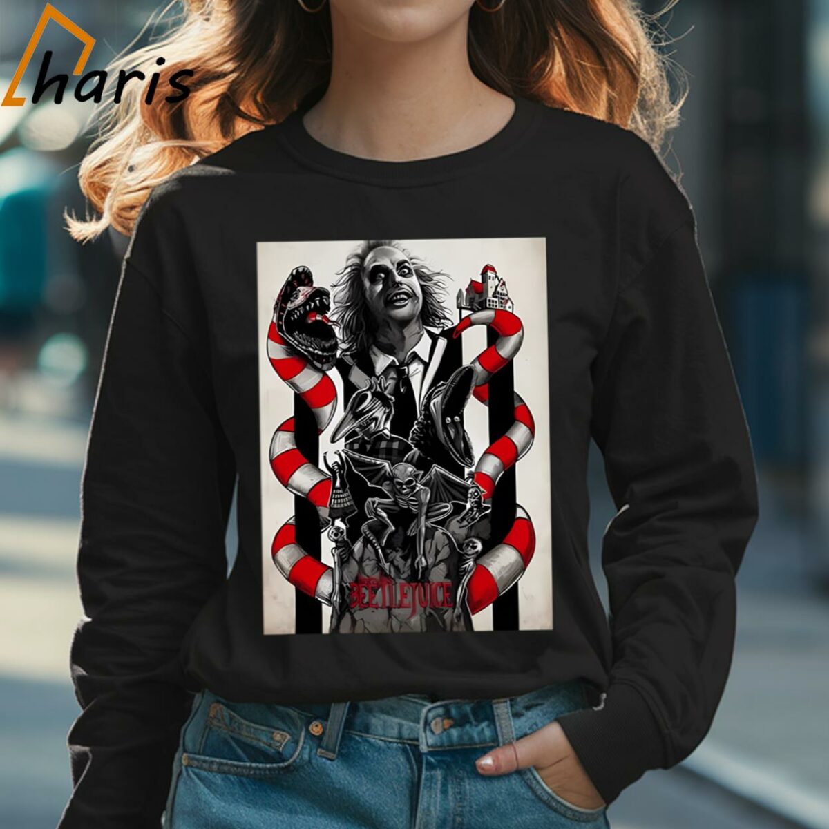 Beetlejuice Here Lies Horror Comedy Movie Michael Keaton T shirt 3 Long sleeve shirt