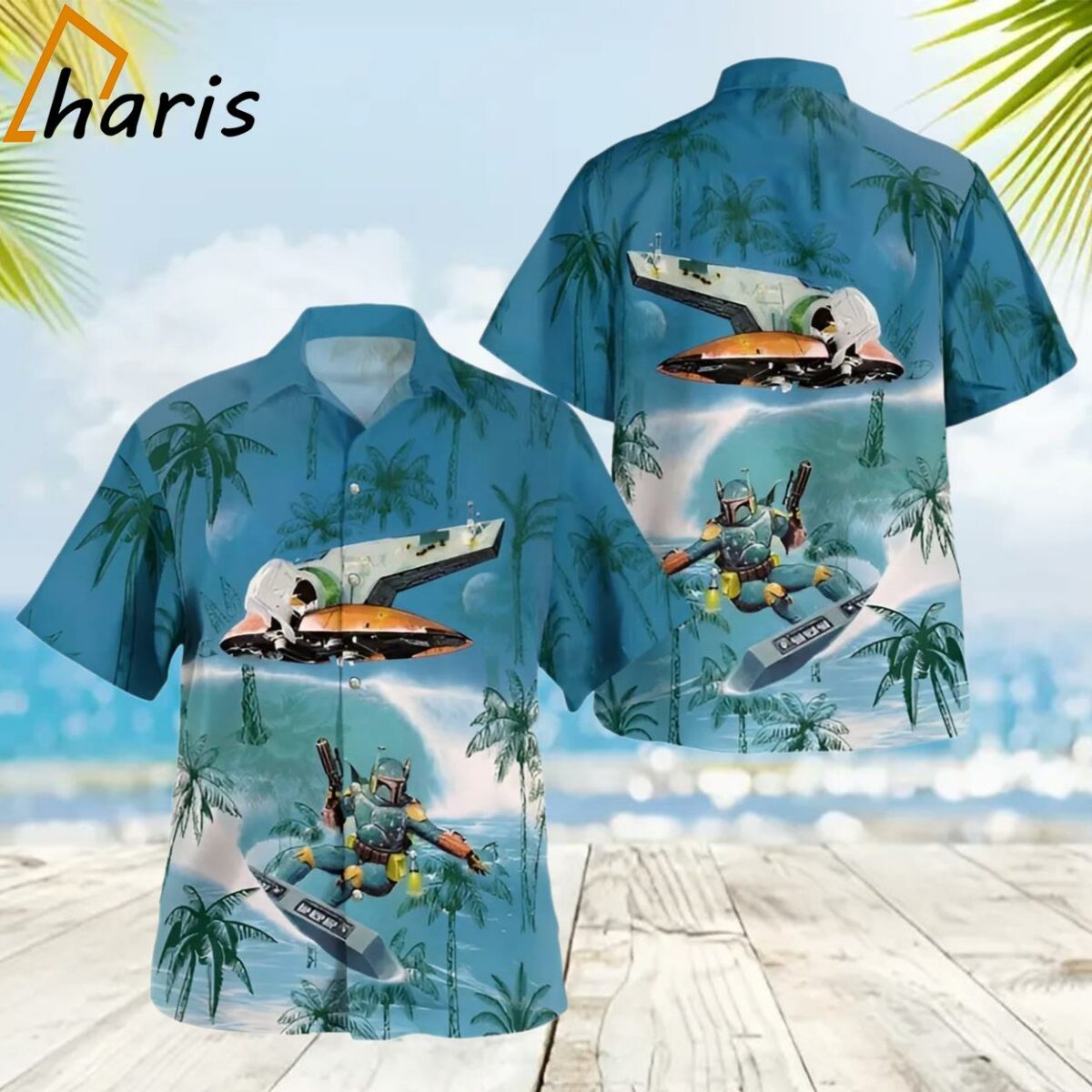 Boba Fett The Mandalorian Surfing Hawaiian Shirt 2 2