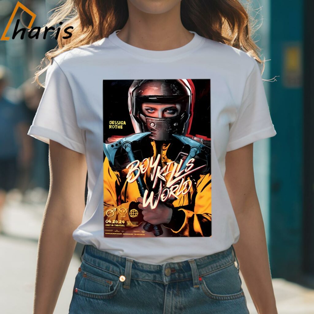 Boy Kills World Starring Bill Skarsgård And Jessica Rothe T-shirt