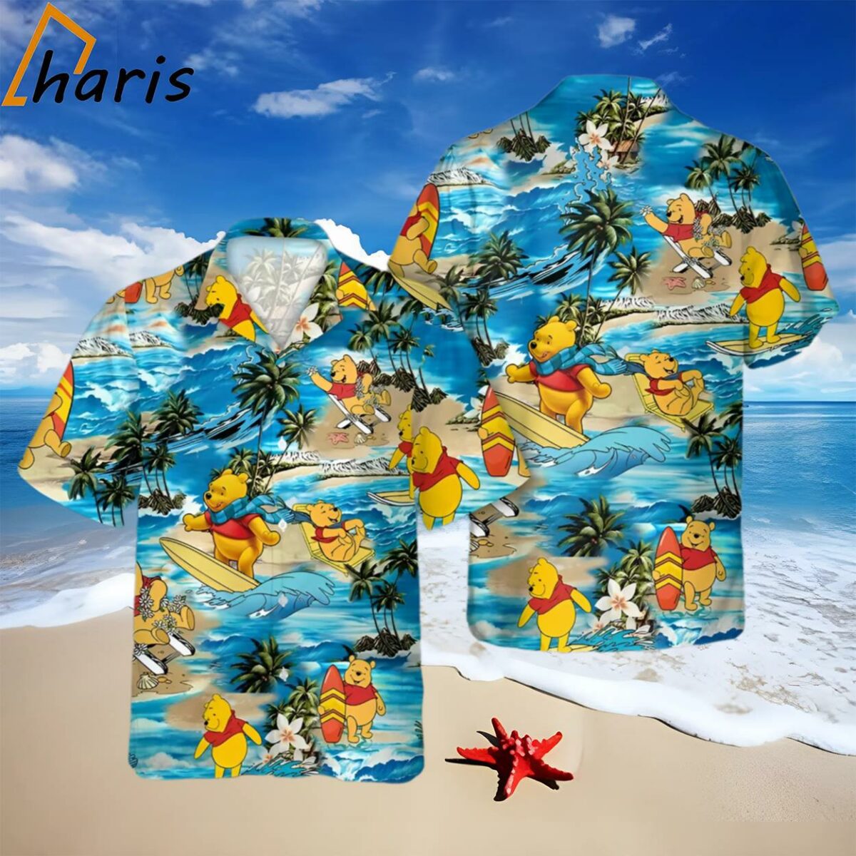 Cartoon Disneyy Pooh Bear Surfing Hawaiian Shirt 1 1