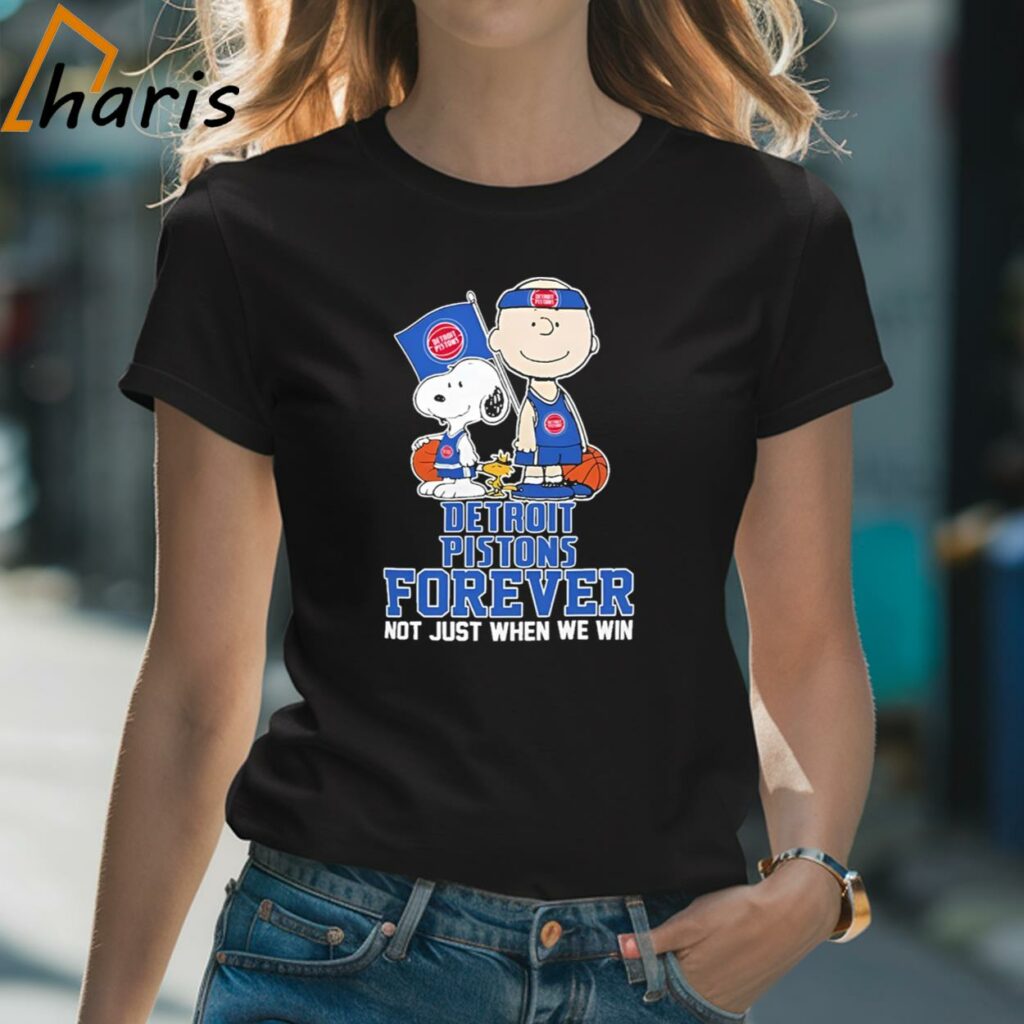 Charlie Brown Snoopy Woodstock Detroit Pistons Forever Not Just When We Win Logo Shirt