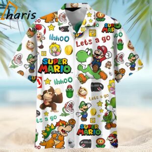 Cheap Lets Go White Super Mario Hawaiians Shirt 1 1