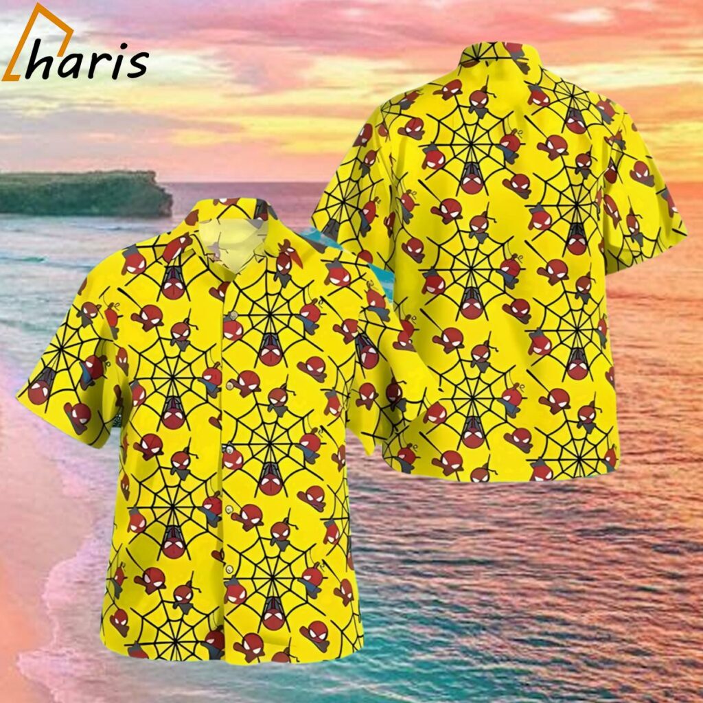 Chibi Spider Man Yellow Hawaiian Shirt