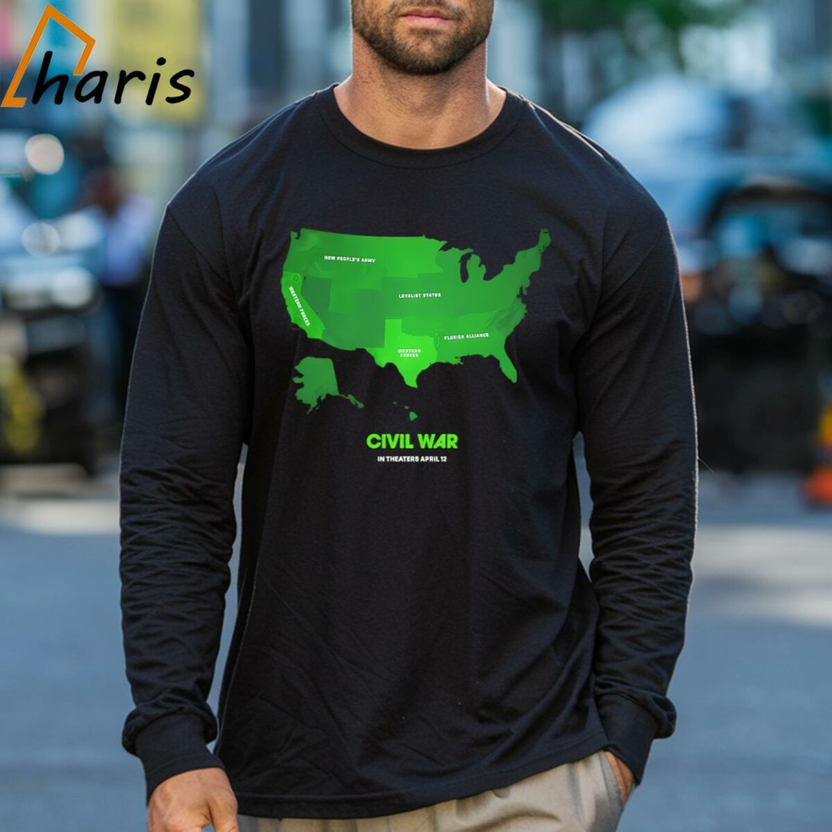 Civil War Movie The US Map Shirt 3 Long sleeve shirt