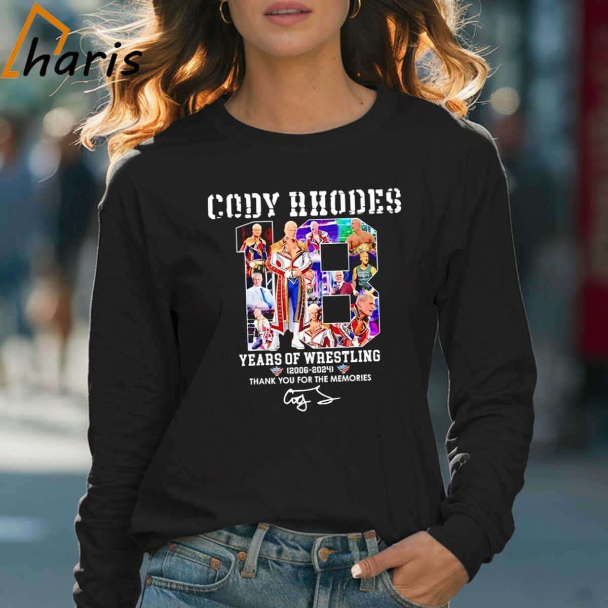Cody Rhodes 18 Years Of Wrestling 2006 2024 Thank You For The Memories shirt 4 Long sleeve shirt