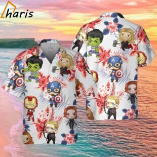 Cute Chibi Marvel Avengers 3D Hawaiian Shirt 1 1