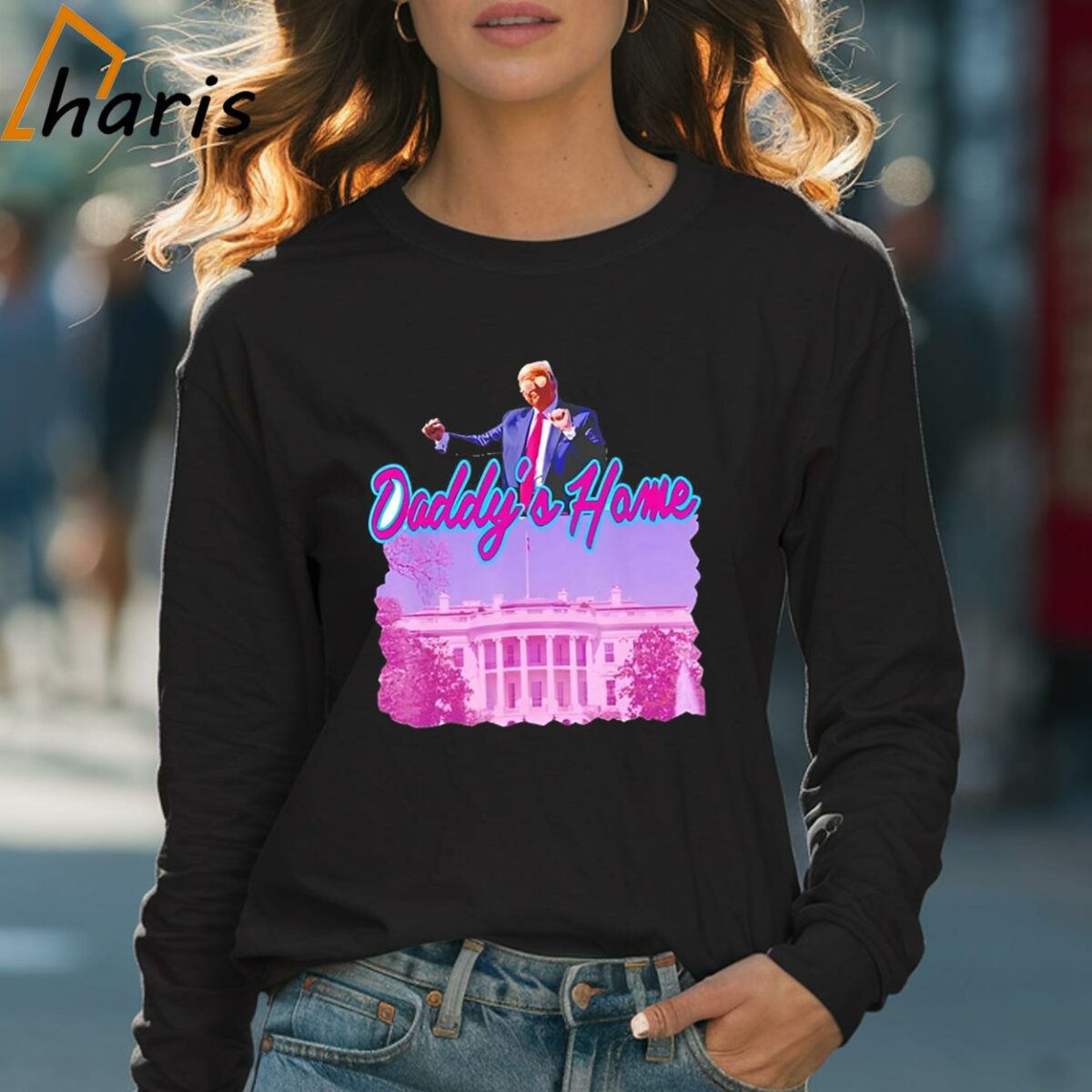 Daddy Home Funny Pink Donald Trump Shirt 4 Long sleeve shirt