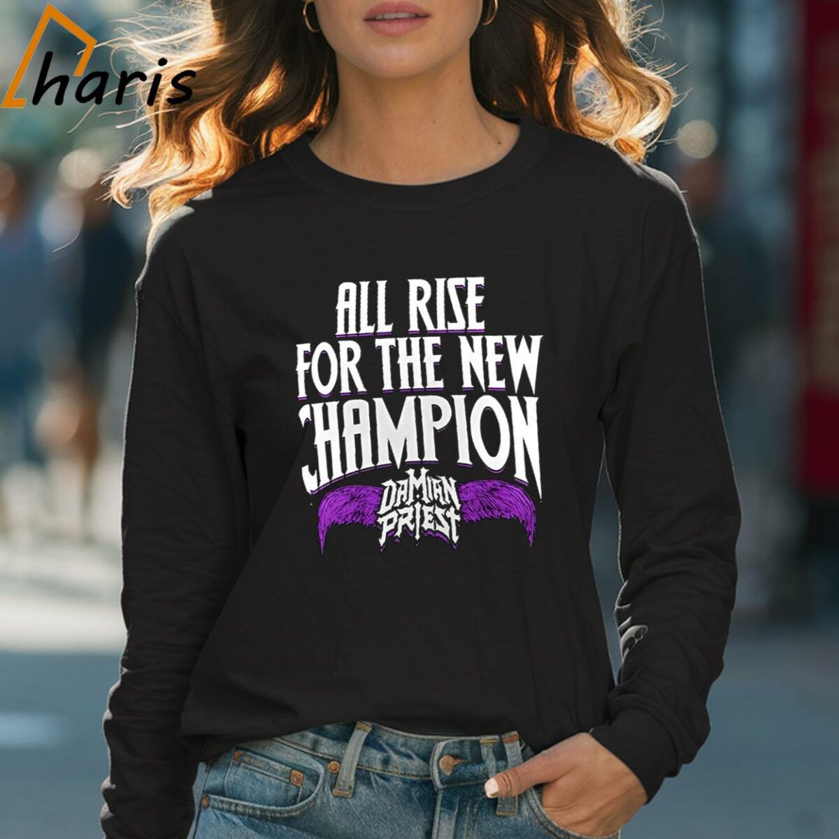 Damian Priest All Rise For The New Champion 2024 T shirt 4 Long sleeve shirt