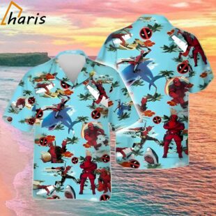 Deadpool Red Hibiscus Marvel Hawaiian Shirt 1 1