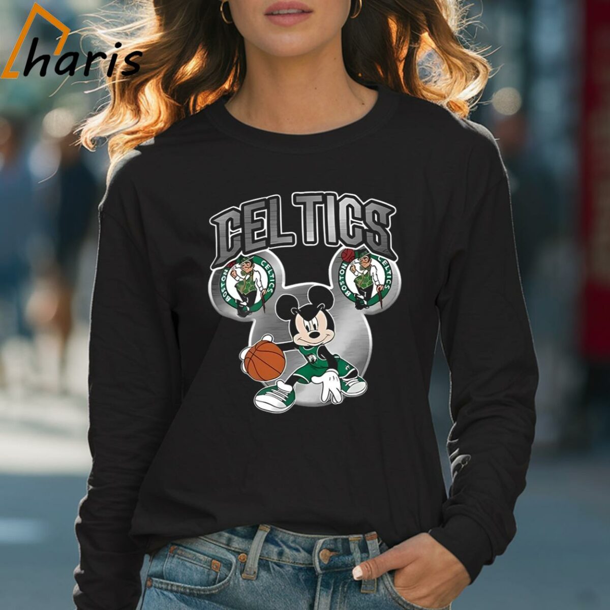 Disney Mickey Boston Celtics Logo T shirt 4 Long sleeve shirt