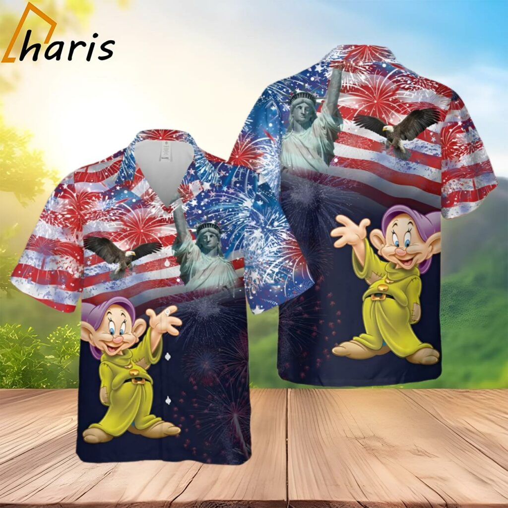 Dopey 7 Dwarfs US Flag Firework 4th July Patriot Day Hawaiian Shirt