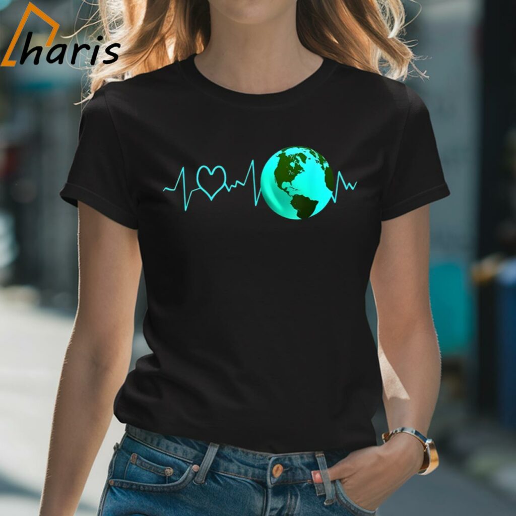 Earth Day Love Heartbeat Recycling Climate Change T-shirt