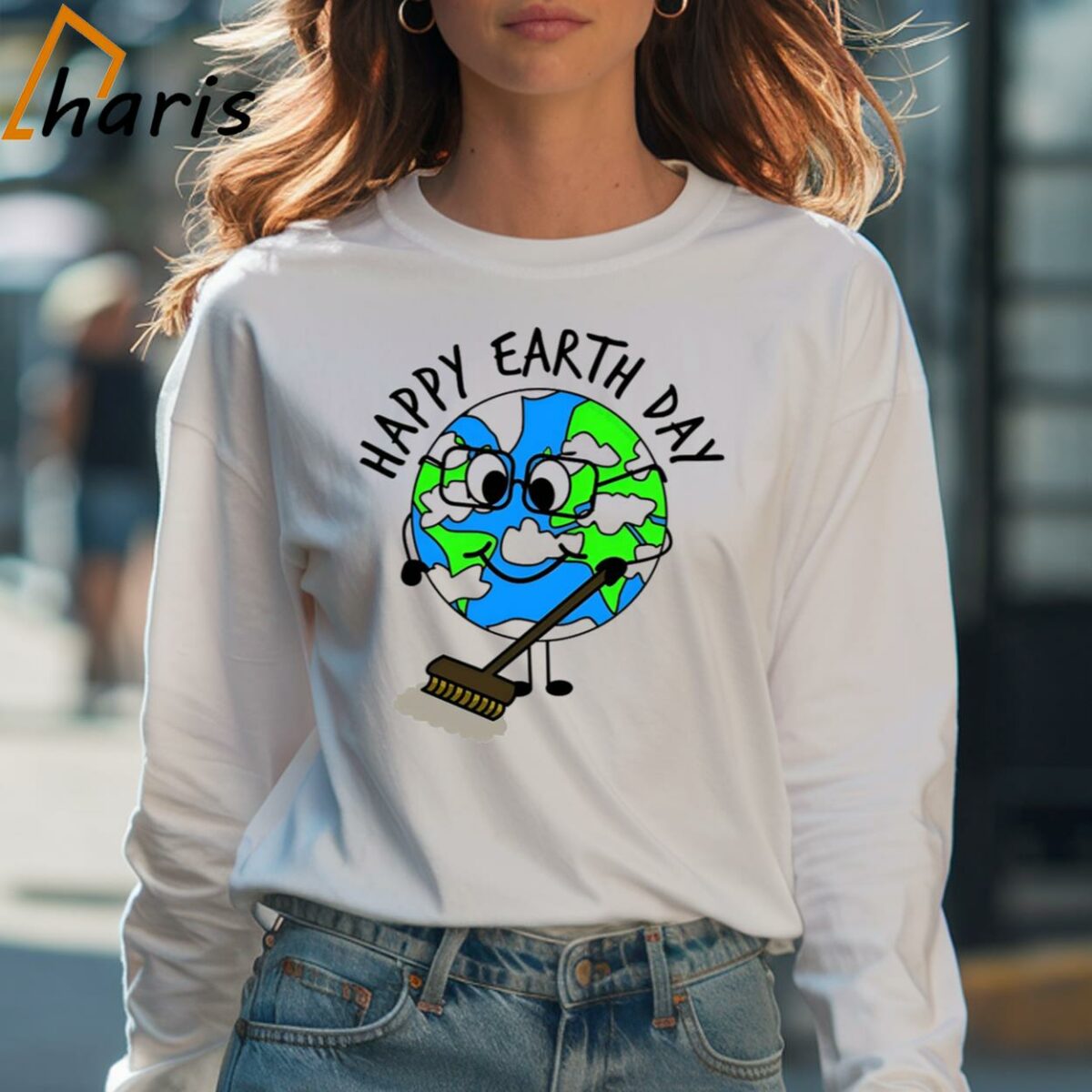 Happy Earth Day Planet Sweeping Cleaning Shirt 4 Long sleeve shirt