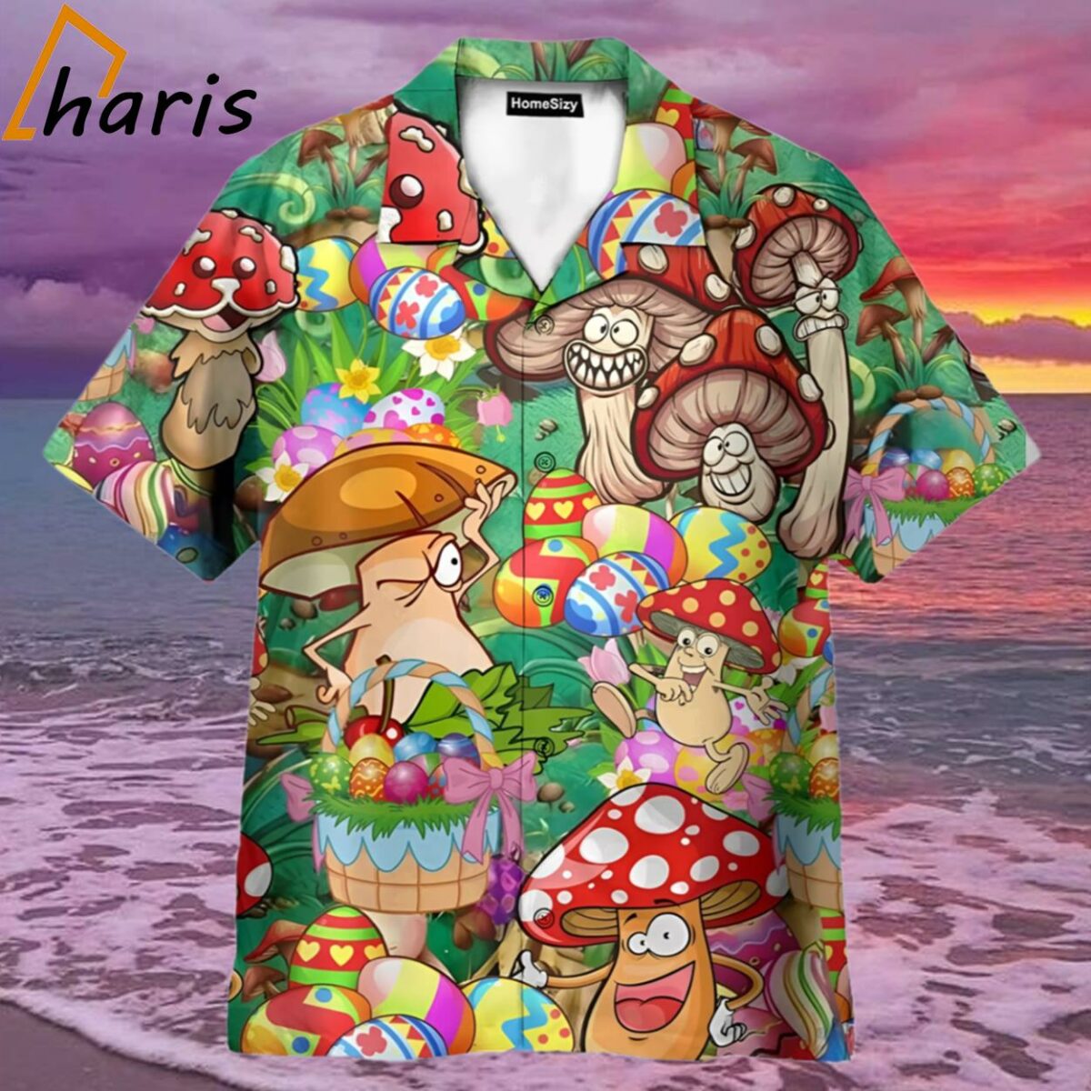Happy Easter Hippie Mushroom Hawaiian Shirt 1 2