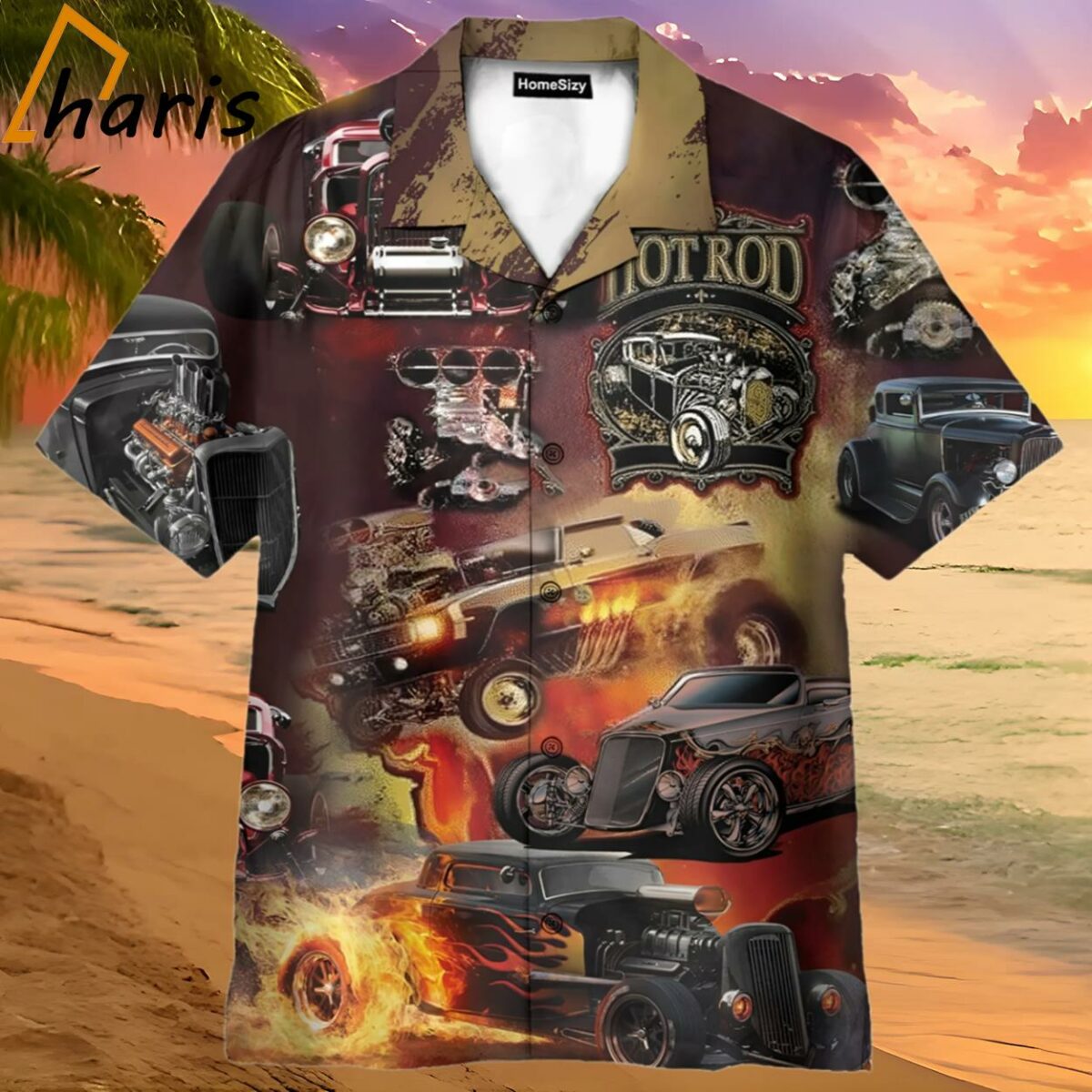 Hot Rod Car On Fire Hawaiian Shirt 2 2