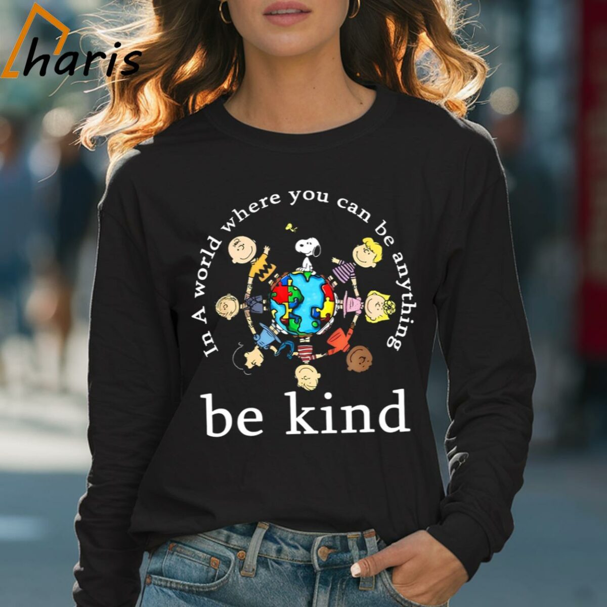 In A World Where You Can Be Anything Be Kind Peanuts Team T shirt 4 Long sleeve shirt