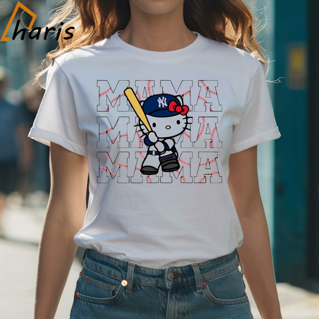 Mama Pose New York Yankees Baseball Hello Kitty Shirt