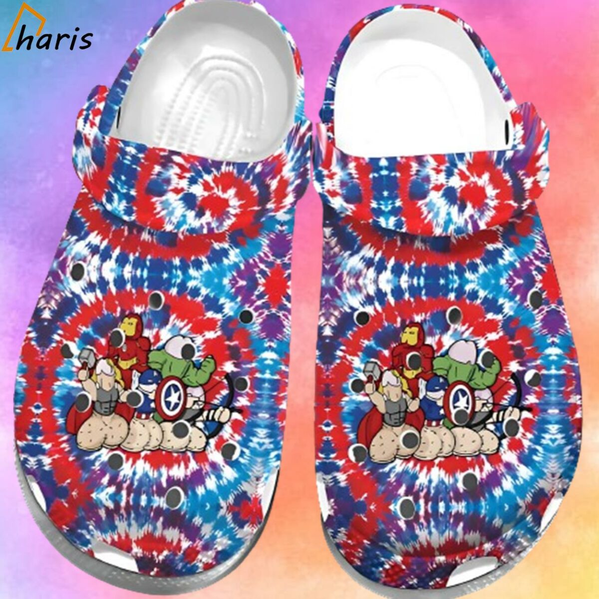 Marvel Studio Superhero Tie Dye Pattern Crocs Shoes 1 1