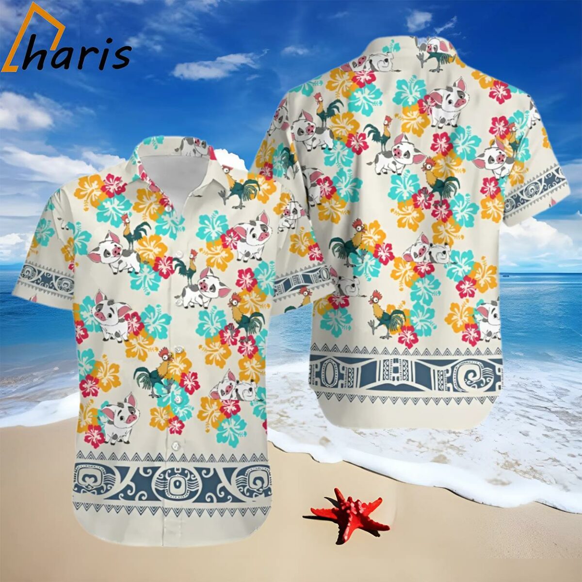 Maui Pua And Heihei Floral Disney Moana Hawaiian Shirt 1 1