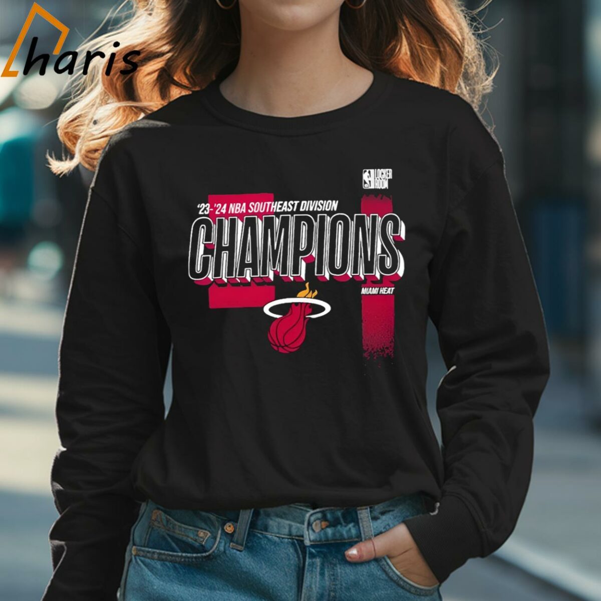 Miami Heat 2024 Southeast Division Champions Locker Room T shirt 3 Long sleeve shirt