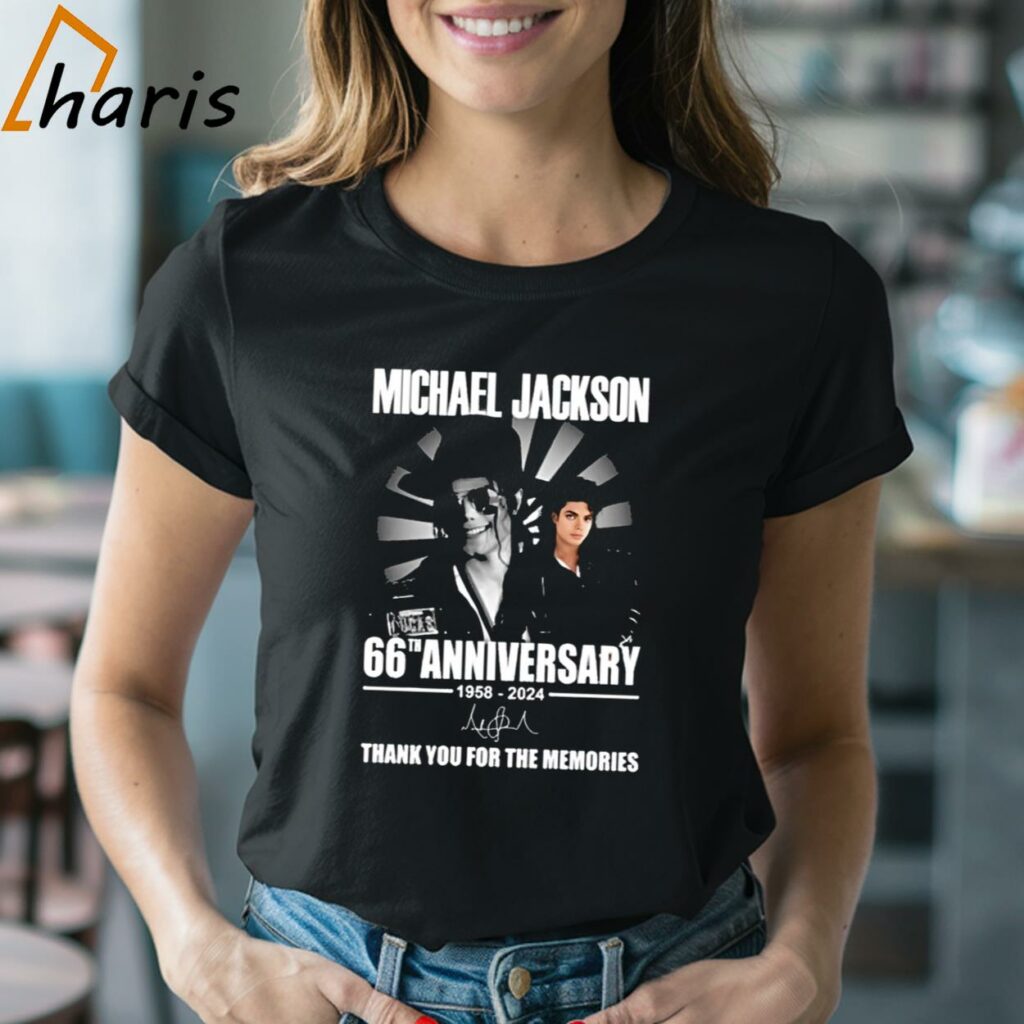 Michael Jackson 66th Anniversary 1958-2024 Thank You For The Memories Signature T-shirt