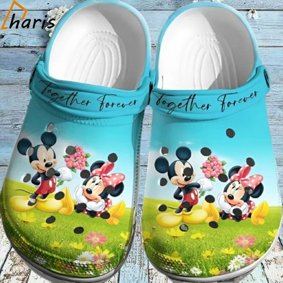 Mickey And Minnie Floral Crocs 3D Shoes