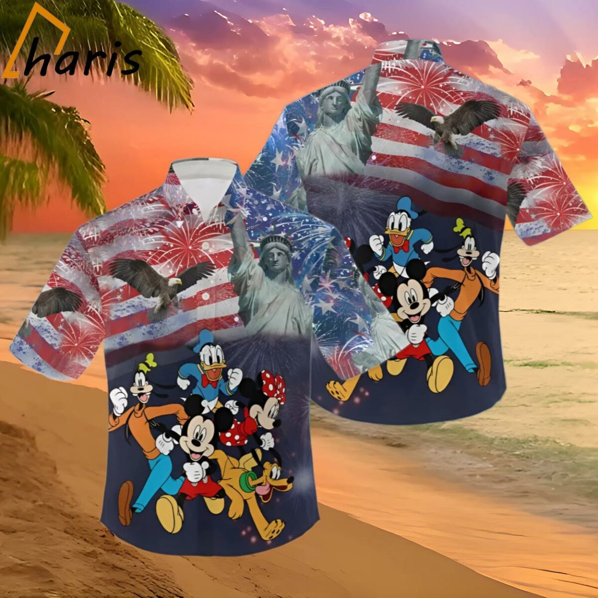 Mickey Minnie Goofy Donald 4th July Hawaiian Shirt 2 2